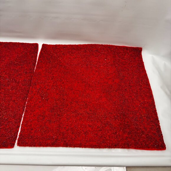 Christmas Glass Beaded Chargers 3 Red 3 Green Square 14x14" by RLK Leila's READ - Picture 12 of 13